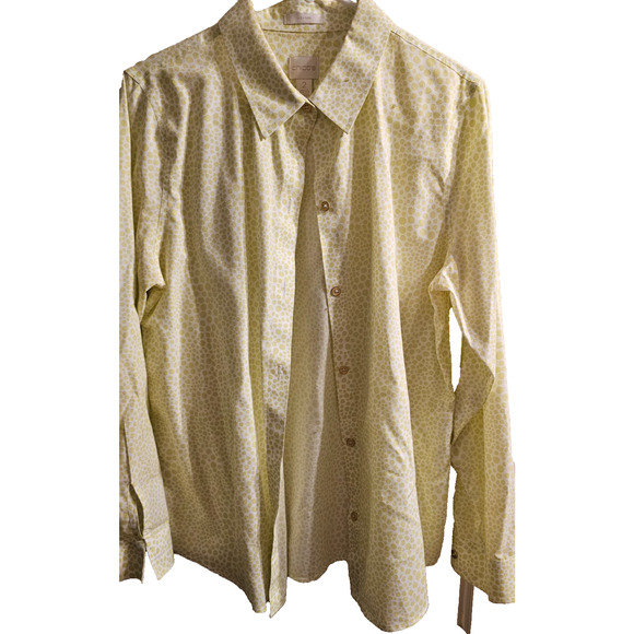 NWOT Chico's Size 2 (M or 10) Long Sleeve Green Splattered pattern blouse - Picture 1 of 4